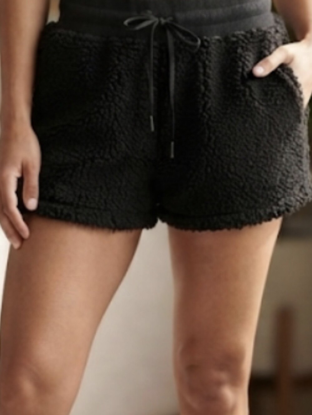 POPFLEX Black Plush Sherpa Athletic Shorts